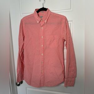J.Crew Gingham Coral/White Button-Down Shirt, Men's Small